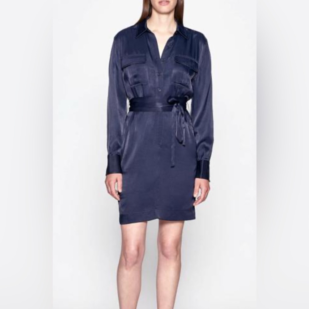 Equipment Navy Long Sleeve Shirtdress